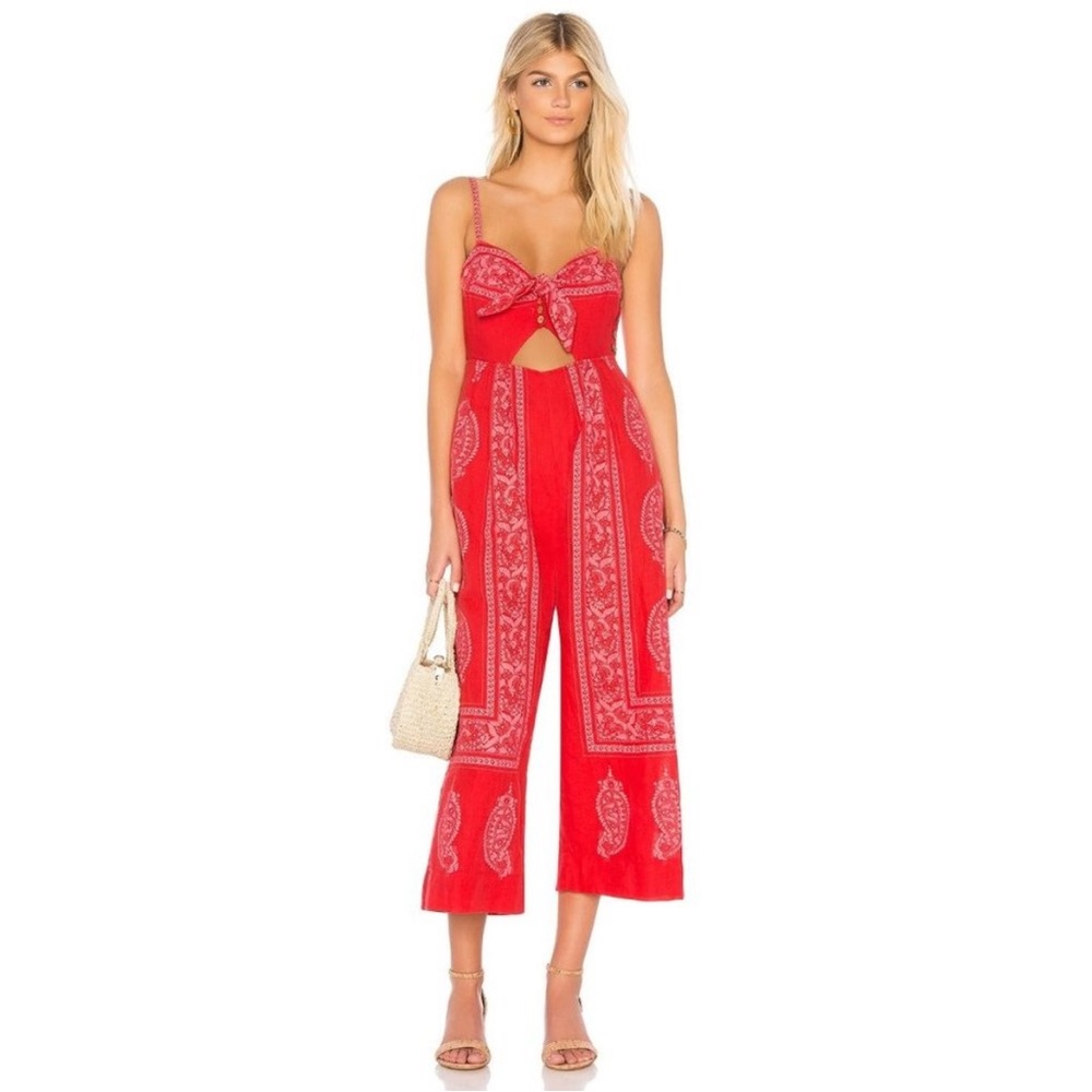 Free People Red Jumpsuit Feel The Sun Romper Size 2